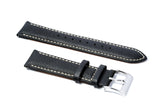 22mm Black Padded Tumbled Leather Strap
