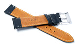 22mm Black Padded Tumbled Leather Strap