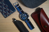 Black and Blue Ribbed Nylon Watch Strap