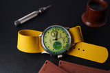 Yellow Single Pass Fluorine Rubber Watch Strap