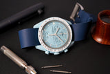 Blue Single Pass Fluorine Rubber Watch Strap