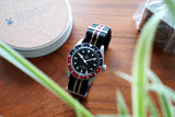Black Beige Red Ribbed Nylon Watch Strap