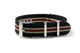 Black Beige Red Ribbed Nylon Watch Strap