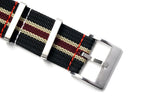 Black Beige Red Ribbed Nylon Watch Strap