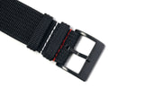 Black DLC 2-Piece Ribbed Nylon Watch Strap