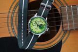 Green and White Loop Seatbelt Single Pass Watch Strap