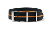 Black and Orange Loop Seatbelt Single Pass Watch Strap
