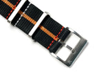 Black and Orange Loop Seatbelt Single Pass Watch Strap