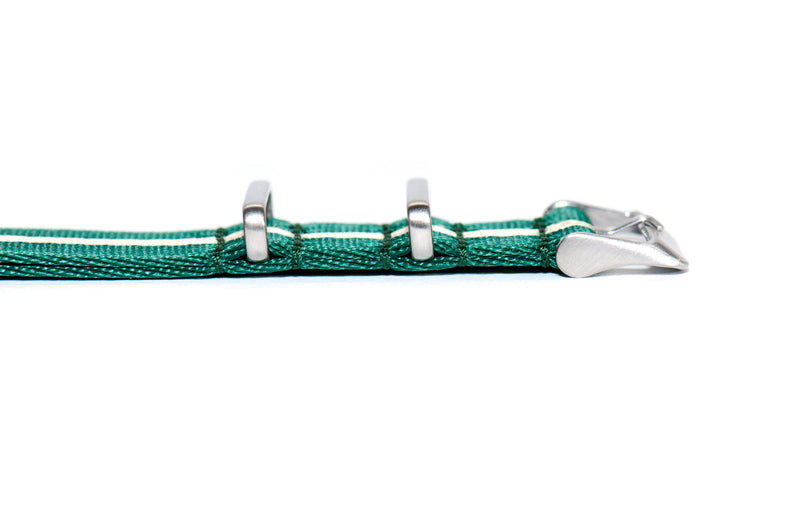 22mm Sacramento Green Stripe Thin Seatbelt Nylon Watch Strap (Classic Length)