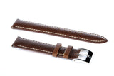 22mm  Brown Padded Tumbled Leather Strap