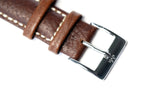 22mm  Brown Padded Tumbled Leather Strap