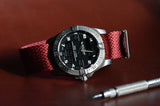 Red Single Pass Seatbelt Watch Strap
