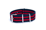 Navy Blue and Red Bond Nylon Watch Strap