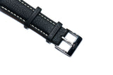 22mm Black Padded Tumbled Leather Strap
