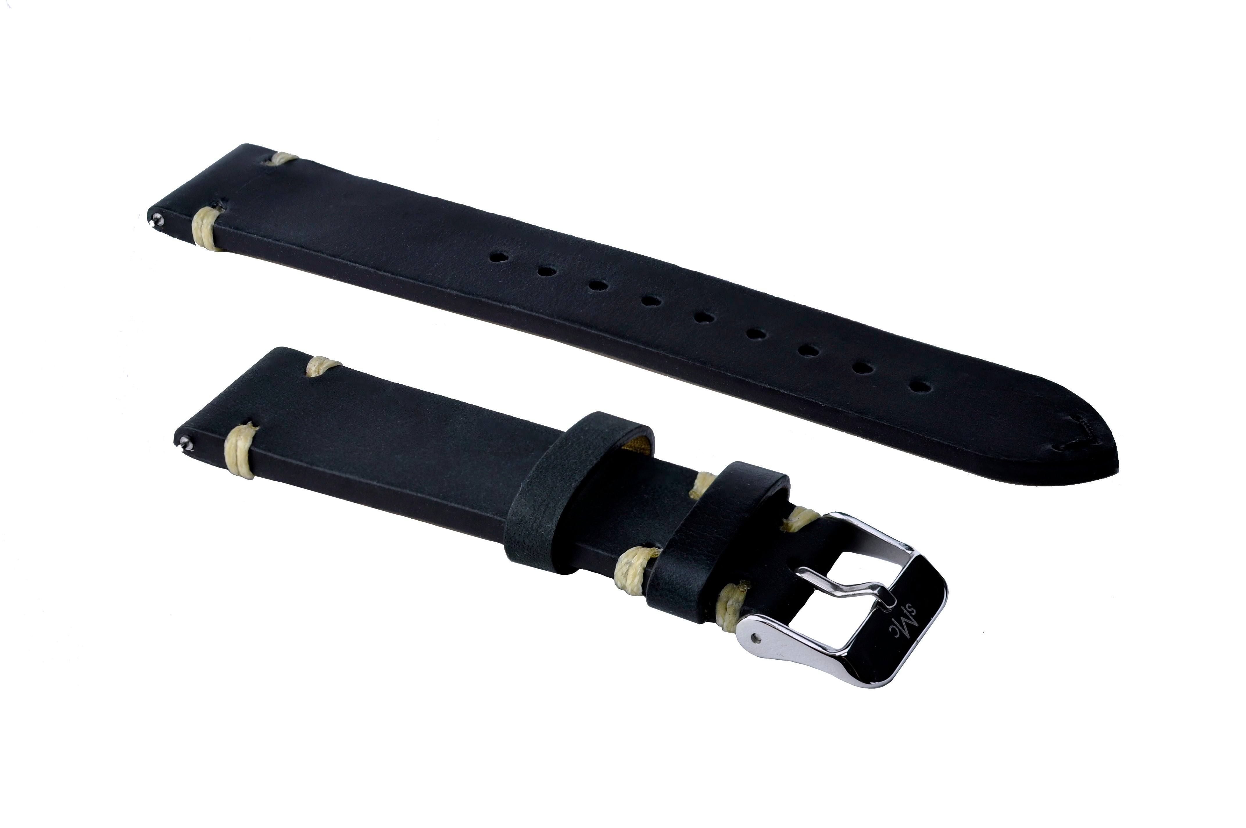 Vintage Black Leather Strap Strap Mill Canada