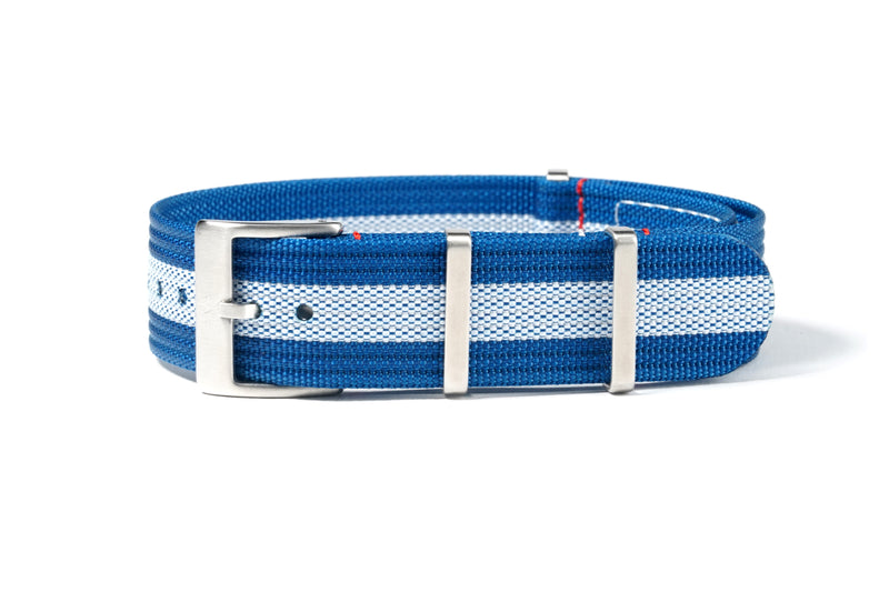 Blue White Blue Ribbed Nylon Watch Strap