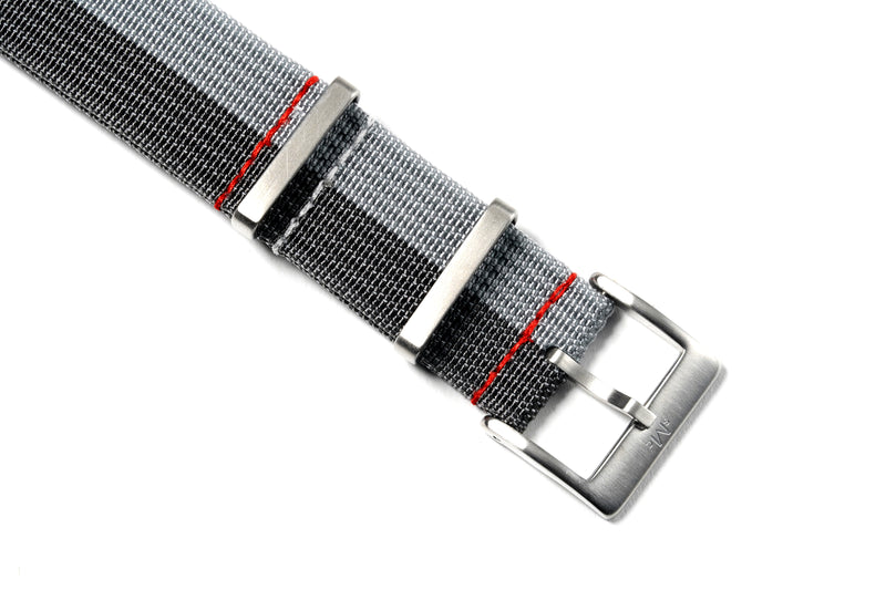 Grey and Greyer Ribbed Nylon Watch Strap