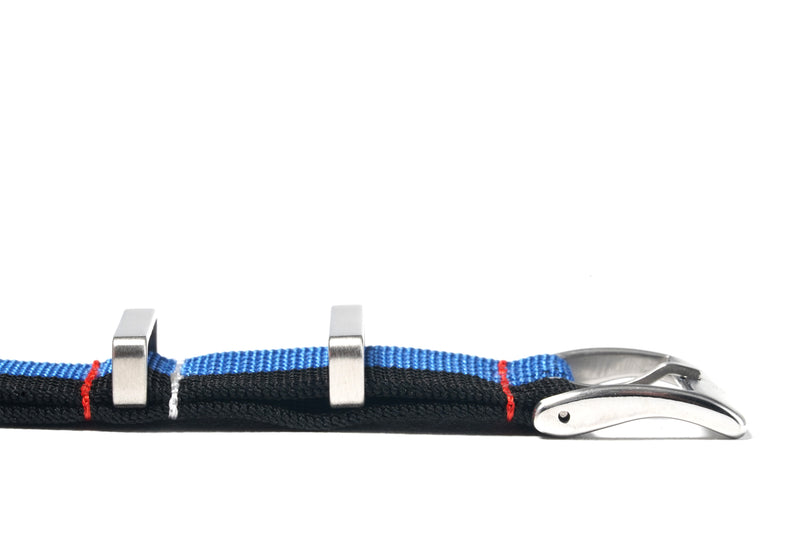 Black and Blue Ribbed Nylon Watch Strap