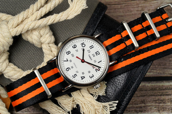 Orange Bond Thin Seatbelt Nylon Watch Strap (Classic Length)
