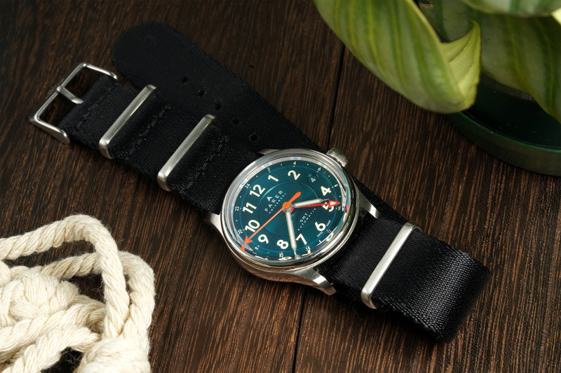 22mm Black Thin Seatbelt Nylon Watch Strap