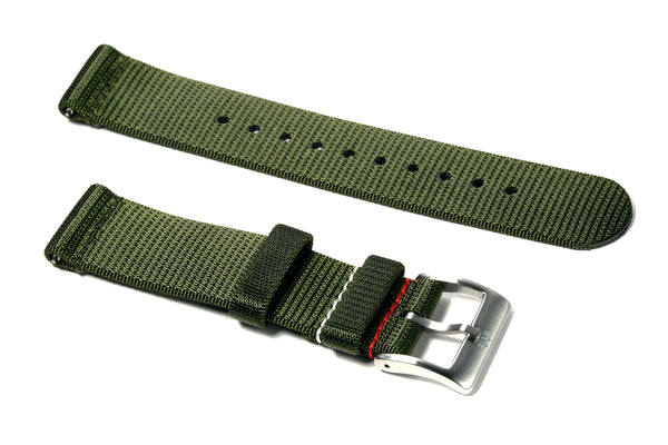 Army Green 2-Piece Loop Seatbelt Watch Strap