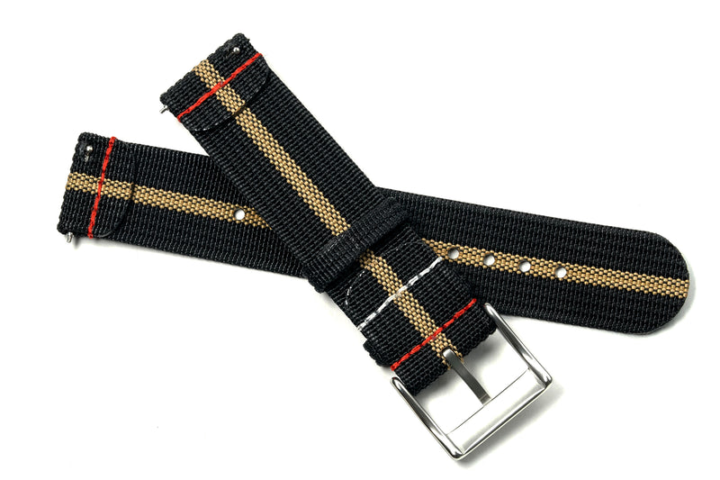 Tamama 2-Piece Ribbed Nylon Watch Strap