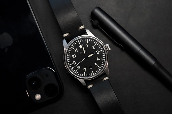 Black Horween Chromexcel Vintage Leather Watch Strap