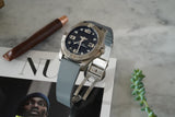 Grey Ratchet Clasp Rubber Strap