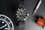 Black Single Pass Fluorine Rubber Watch Strap