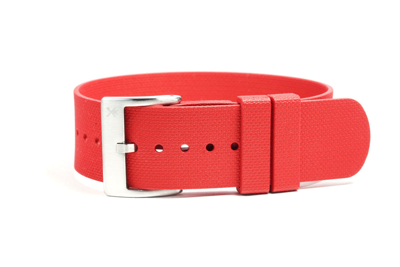 Red Single Pass Fluorine Rubber Watch Strap