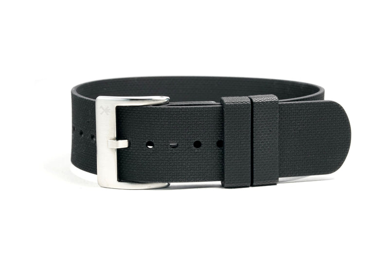 Black Single Pass Fluorine Rubber Watch Strap