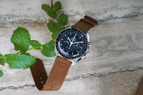 Brown 2-Piece Ribbed Nylon Watch Strap