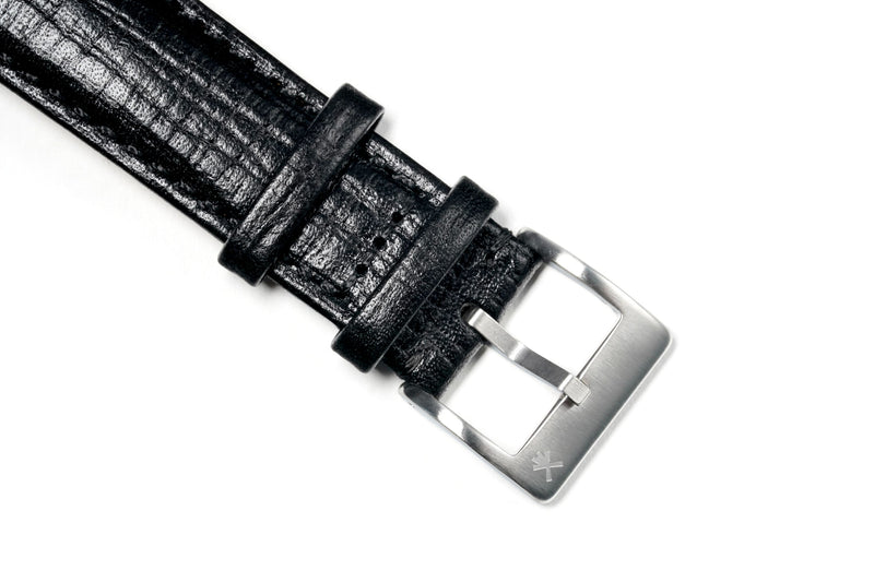 Black Palmellato Padded Leather Watch Strap
