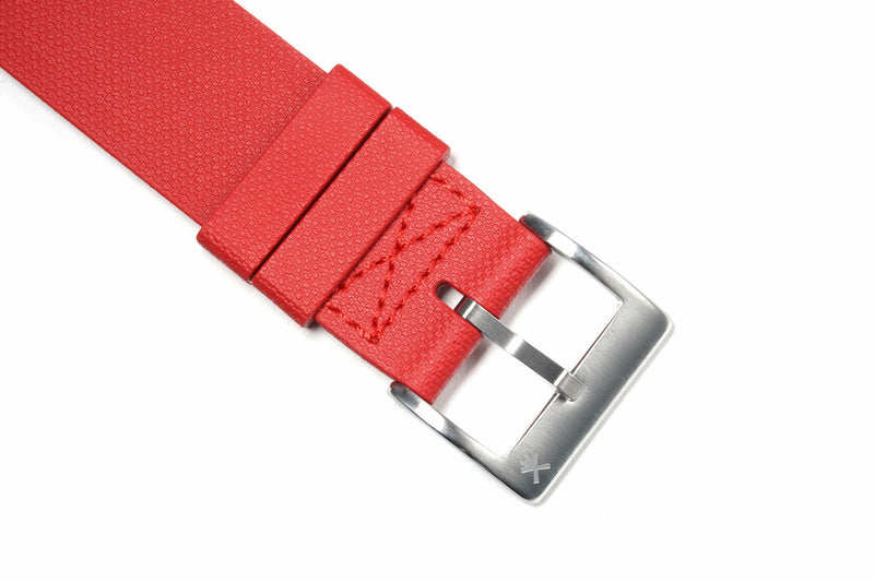 Red Single Pass Fluorine Rubber Watch Strap