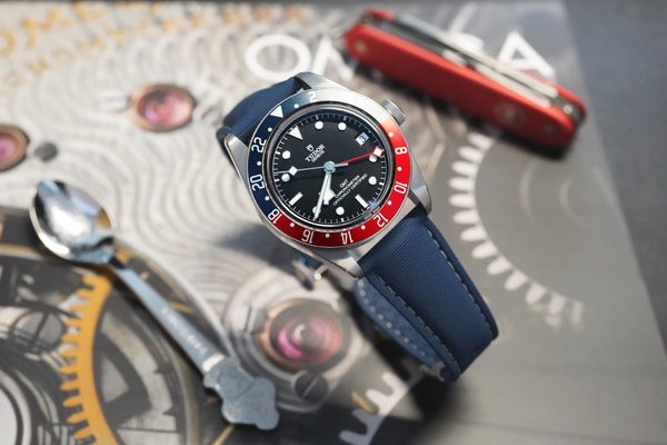 Blue Deployant Clasp Rubber Strap