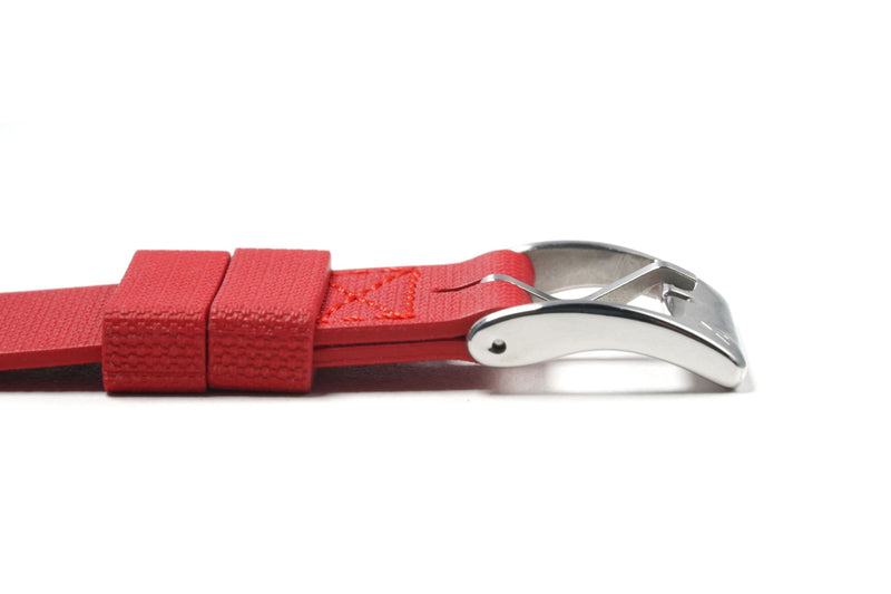 Red Single Pass Fluorine Rubber Watch Strap