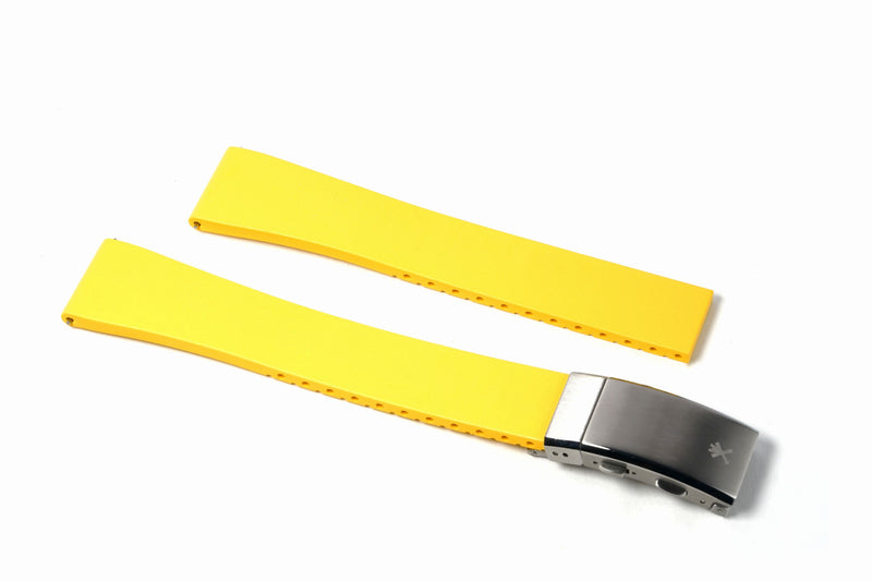 Yellow Ratchet Clasp Rubber Strap