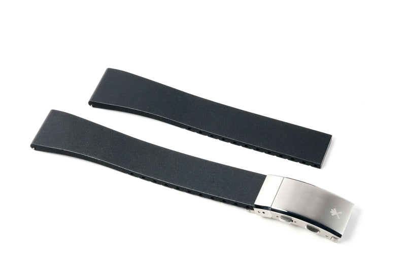 Black Ratchet Clasp Rubber Strap