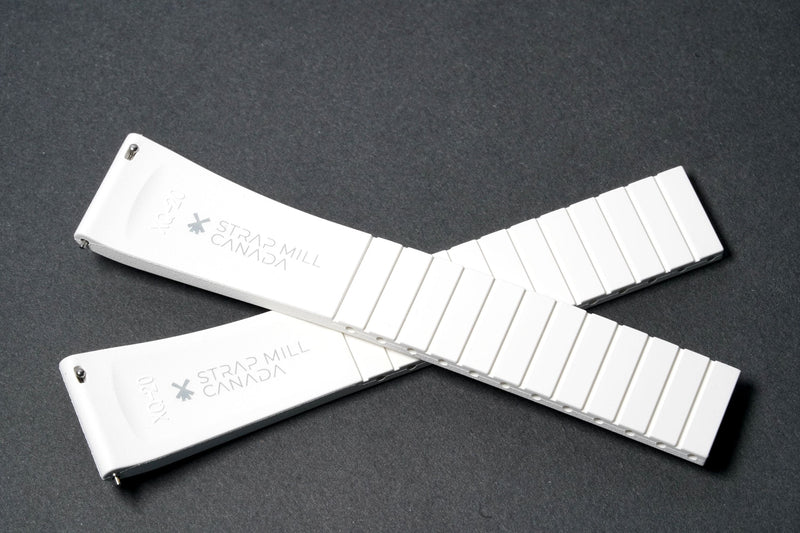 White Ratchet Clasp Rubber Strap