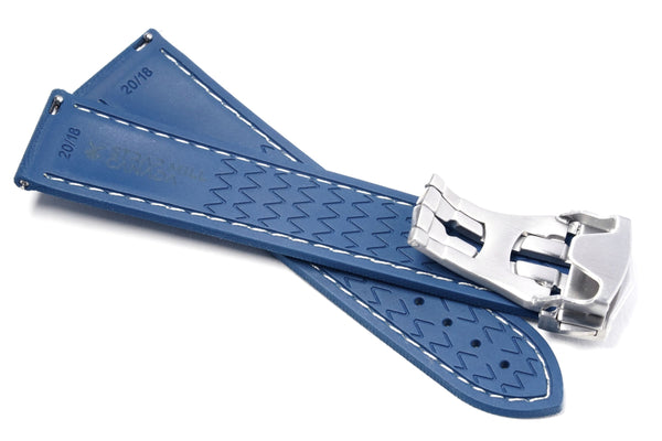 Blue Deployant Clasp Rubber Strap