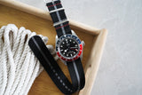 Black and Grey Loop Seatbelt Single Pass Watch Strap