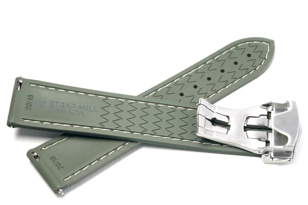Olive Deployant Clasp Rubber Strap