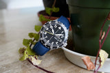 Blue Textured Curved CTS Rubber Strap