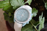 White Textured Curved CTS Rubber Strap