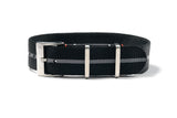 Black and Grey Loop Seatbelt Single Pass Watch Strap