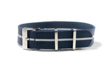 Blue and White Loop Seatbelt Single Pass Watch Strap