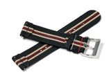 Black Beige Red 2-Piece Ribbed Nylon Watch Strap