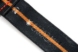 Black and Orange Loop Seatbelt Single Pass Watch Strap