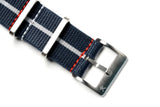 Blue and White Loop Seatbelt Single Pass Watch Strap