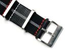 Black and Grey Loop Seatbelt Single Pass Watch Strap
